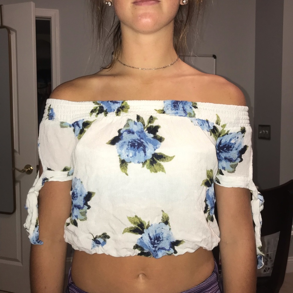 Floral Off The Shoulder Crop Top